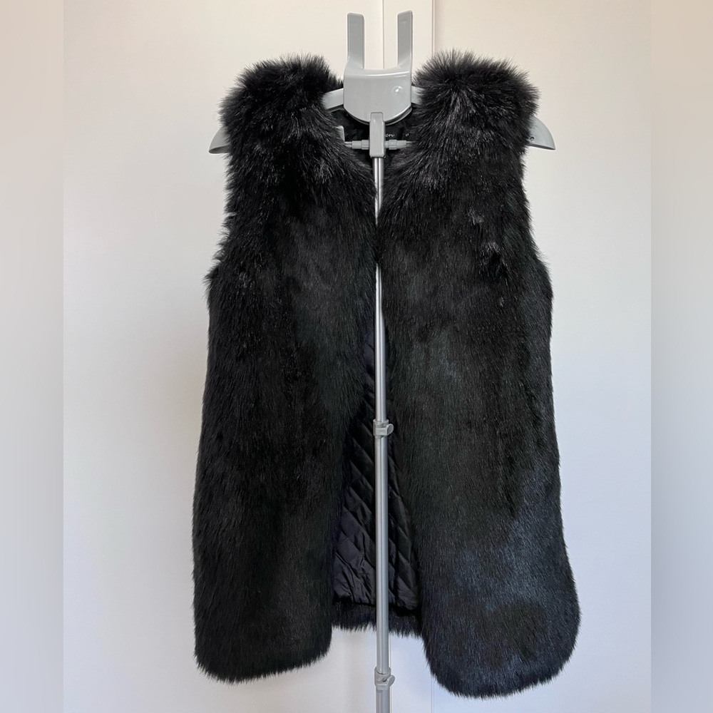 Women’s Winter Autumn Fall Black Faux Fur Sleeveless Jacket Coat Vest Outerwear